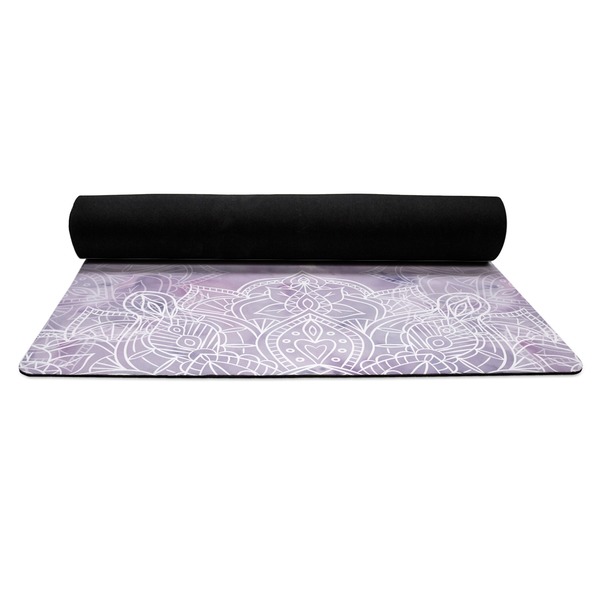 Watercolor Mandala Yoga Mat Rolled up Black Rubber Backing