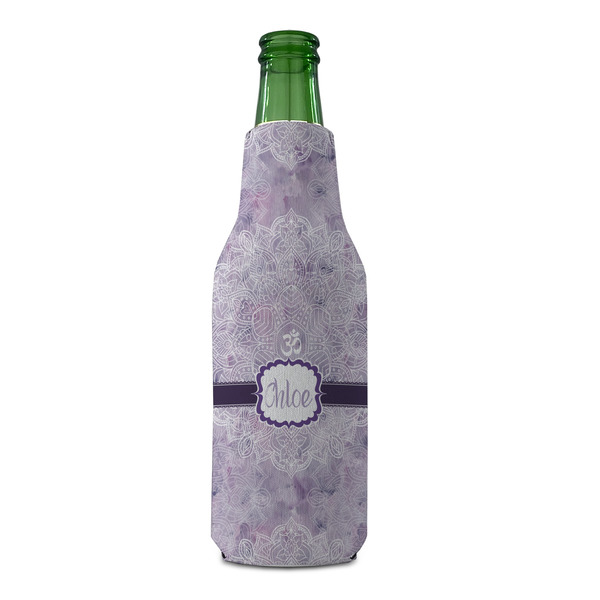 Watercolor Mandala Zipper Bottle Cooler - FRONT (bottle)
