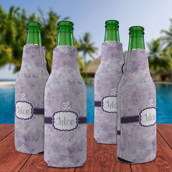 Watercolor Mandala Zipper Bottle Cooler - Set of 4 - LIFESTYLE