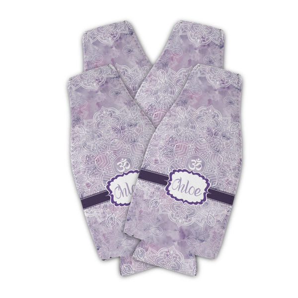 Custom Watercolor Mandala Zipper Bottle Cooler - Set of 4 (Personalized)