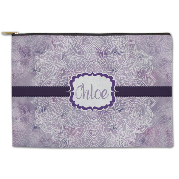 Custom Watercolor Mandala Zipper Pouch - Large - 12.5"x8.5" (Personalized)