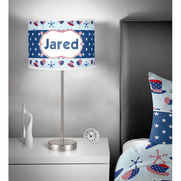 Patriotic Celebration 13 inch drum lamp shade - in room