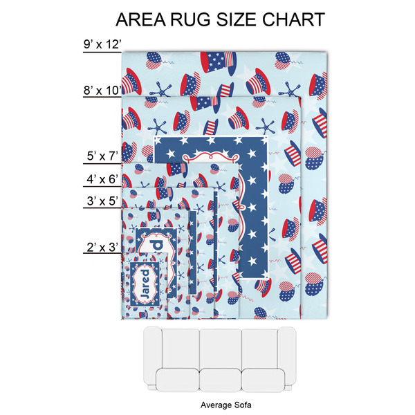 Patriotic Celebration 2'x3' Indoor Area Rugs - Size Chart