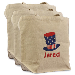Patriotic Celebration Reusable Cotton Grocery Bags - Set of 3 (Personalized)