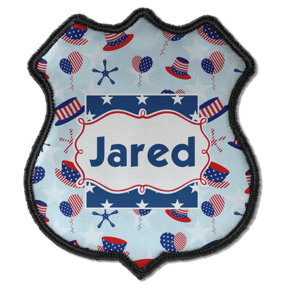 Custom Patriotic Celebration Iron On Shield Patch C w/ Name or Text