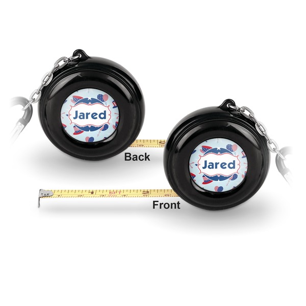 Patriotic Celebration 6-Ft Pocket Tape Measure with Carabiner Hook - Front and Back