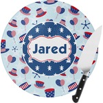 Patriotic Celebration Round Glass Cutting Board - Small (Personalized)