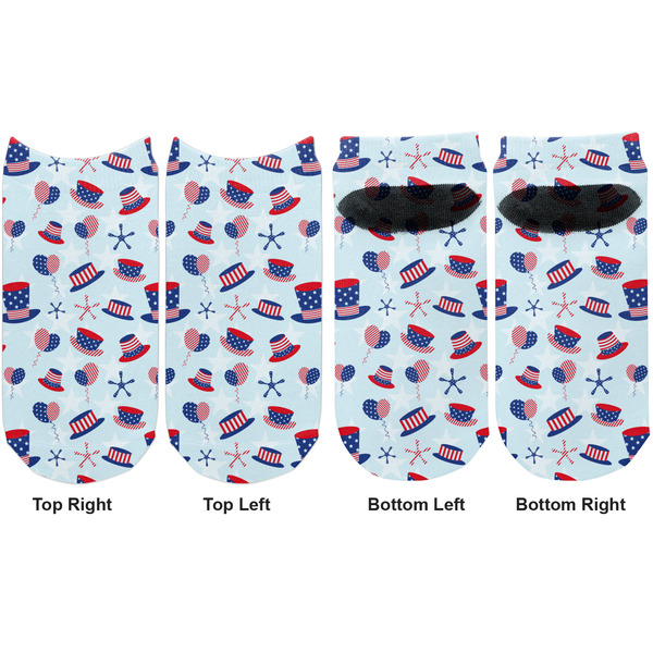 Patriotic Celebration Adult Ankle Socks - Double Pair - Front and Back - Apvl