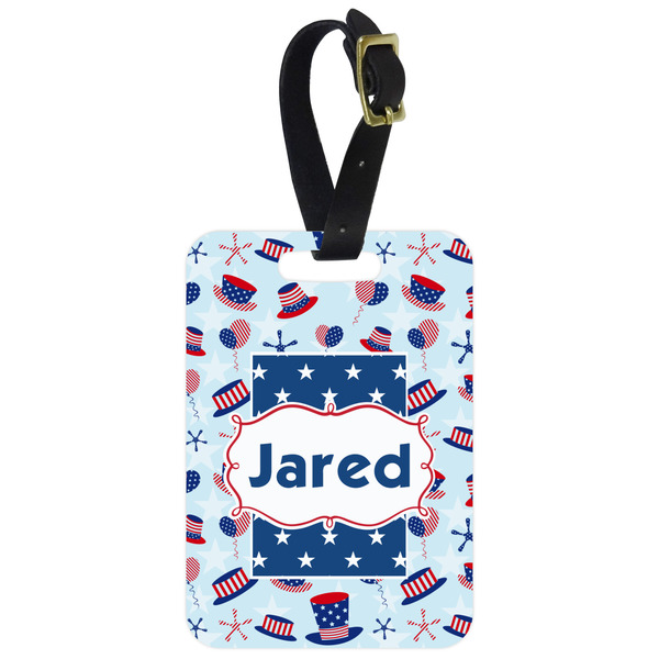 Custom Patriotic Celebration Metal Luggage Tag w/ Name or Text