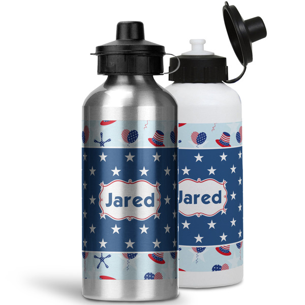 Patriotic Celebration Aluminum Water Bottles - MAIN (white &silver)