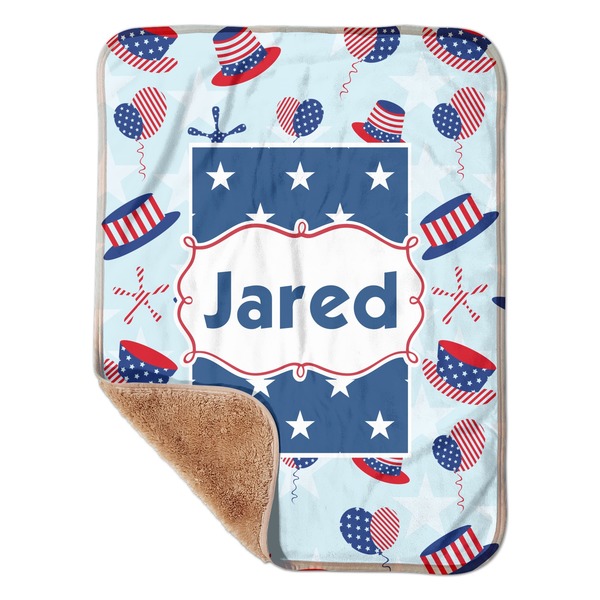 Custom Patriotic Celebration Sherpa Baby Blanket - 30" x 40" w/ Name or Text
