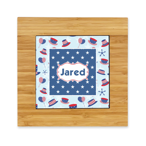 Custom Patriotic Celebration Bamboo Trivet with Ceramic Tile Insert (Personalized)