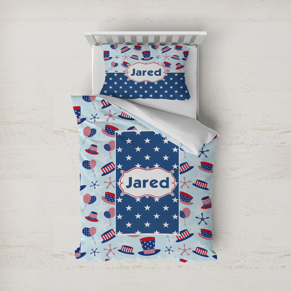 Custom Patriotic Celebration Duvet Cover Set - Twin (Personalized)