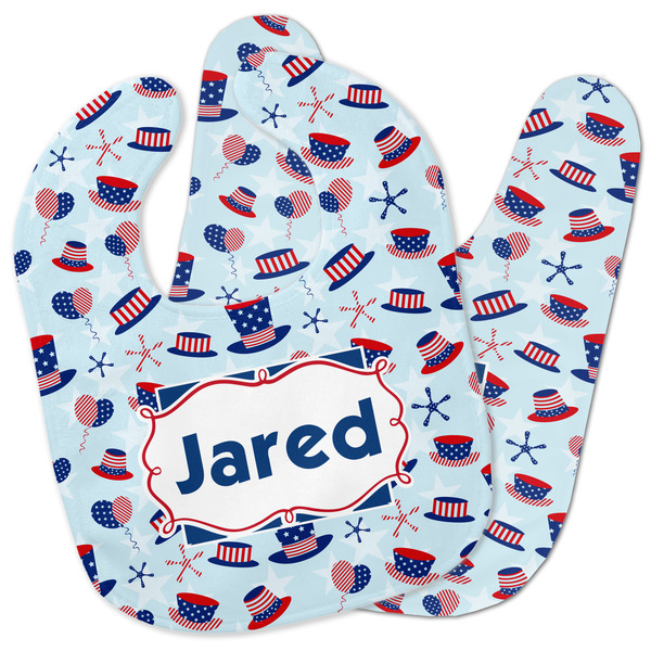 Custom Patriotic Celebration Baby Bib w/ Name or Text