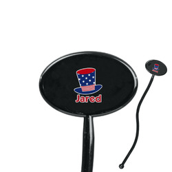 Patriotic Celebration 7" Oval Plastic Stir Sticks - Black - Double Sided (Personalized)