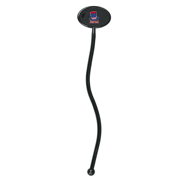 Patriotic Celebration Black Plastic 7" Stir Stick - Oval - Single Stick