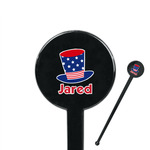 Patriotic Celebration 7" Round Plastic Stir Sticks - Black - Single Sided (Personalized)