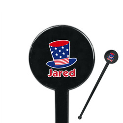 Patriotic Celebration 7" Round Plastic Stir Sticks - Black - Single Sided (Personalized)