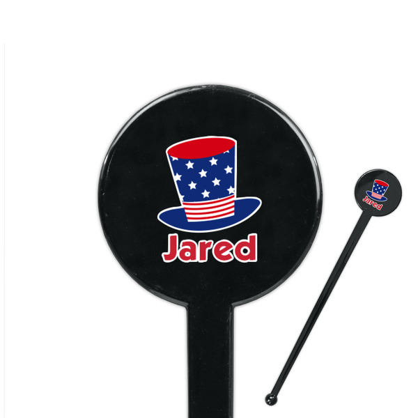 Custom Patriotic Celebration 7" Round Plastic Stir Sticks - Black - Single Sided (Personalized)
