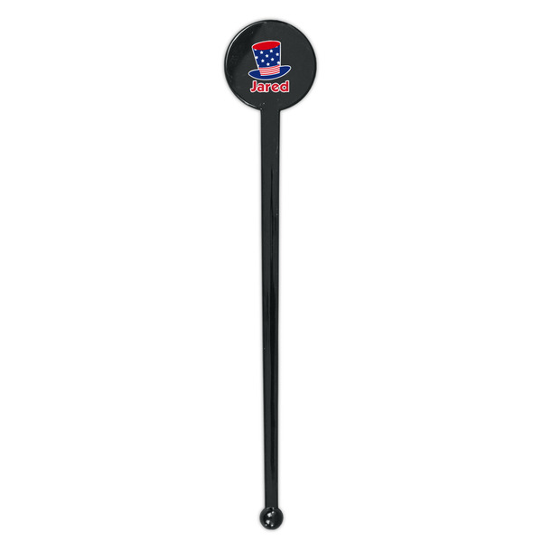 Patriotic Celebration Black Plastic 7" Stir Stick - Round - Single Stick