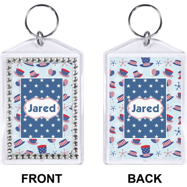Patriotic Celebration Bling Keychain (Front + Back)