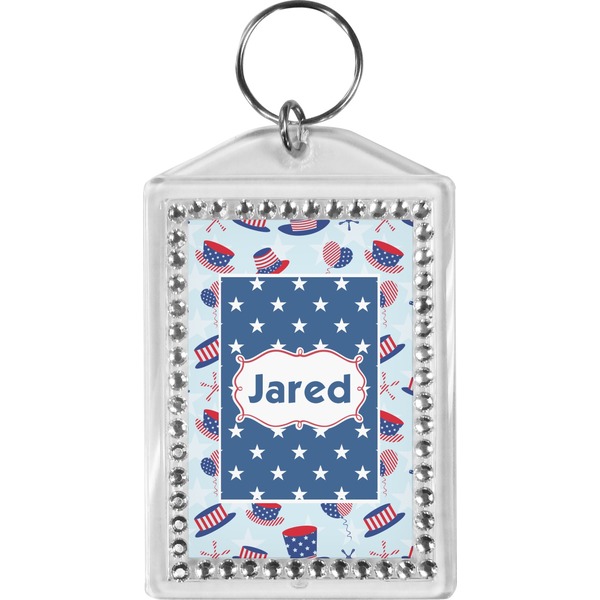 Custom Patriotic Celebration Bling Keychain (Personalized)