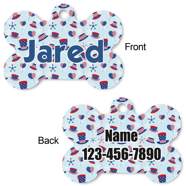 Patriotic Celebration Bone Shaped Dog ID Tag - Large - Approval