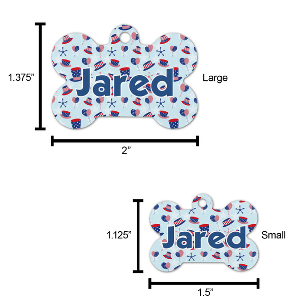 Patriotic Celebration Bone Shaped Dog ID Tag - Large - Scale