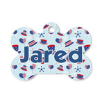 Patriotic Celebration Bone Shaped Dog ID Tag - Small (Personalized)