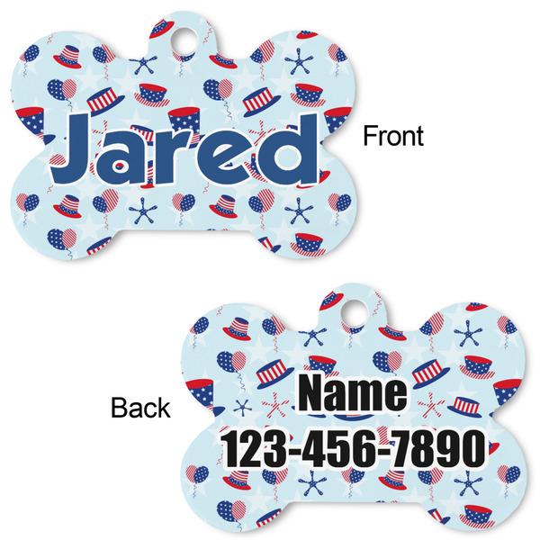 Patriotic Celebration Bone Shaped Dog Tag - Front & Back