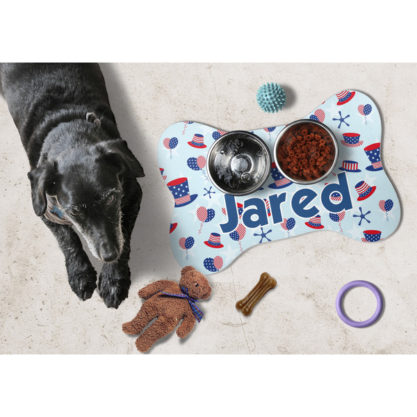 Patriotic Celebration Bone Shaped Mat w/ Food & Water
