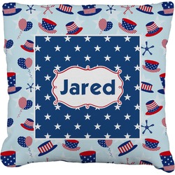 Patriotic Celebration Faux-Linen Throw Pillow 16" (Personalized)