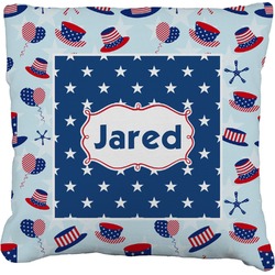Patriotic Celebration Faux-Linen Throw Pillow 18" (Personalized)