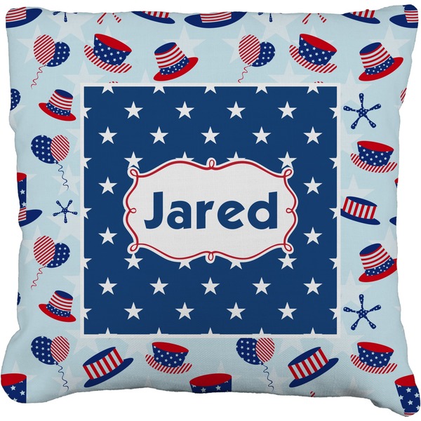 Custom Patriotic Celebration Faux-Linen Throw Pillow 18" (Personalized)