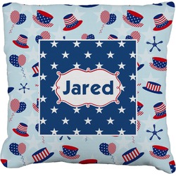 Patriotic Celebration Faux-Linen Throw Pillow 20" (Personalized)