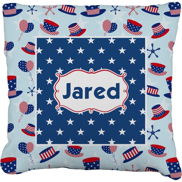 Custom Patriotic Celebration Faux-Linen Throw Pillow (Personalized)