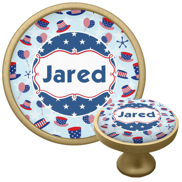 Custom Patriotic Celebration Cabinet Knob - Gold (Personalized)