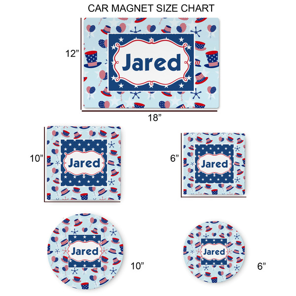 Patriotic Celebration Car Magnets - SIZE CHART