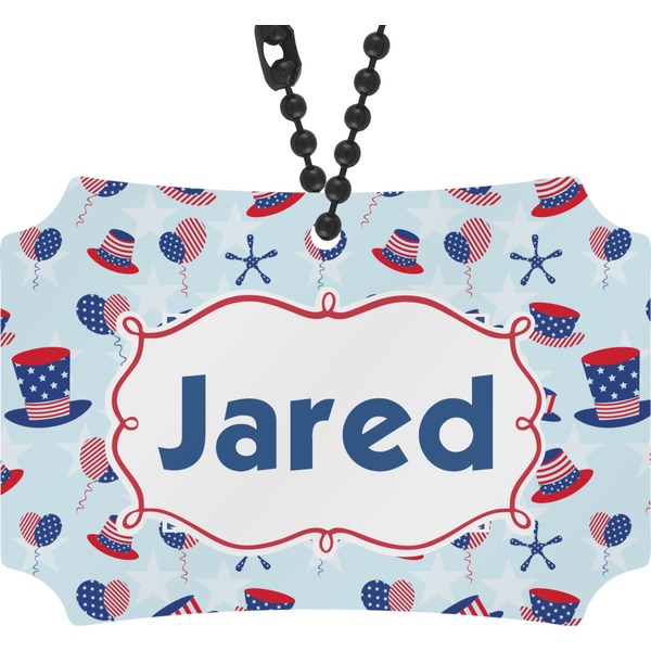 Custom Patriotic Celebration Rear View Mirror Ornament (Personalized)