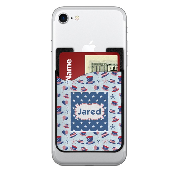 Custom Patriotic Celebration 2-in-1 Cell Phone Credit Card Holder & Screen Cleaner (Personalized)