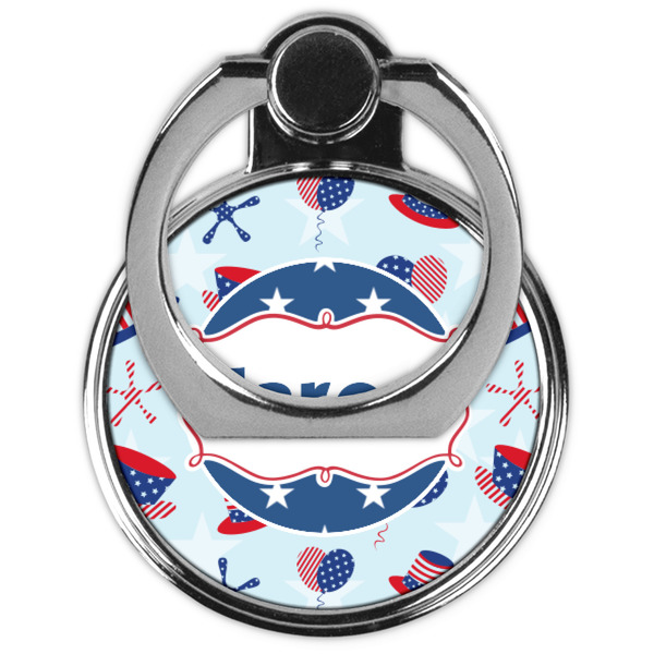 Patriotic Celebration Cell Phone Ring Stand & Holder - Front (Collapsed)