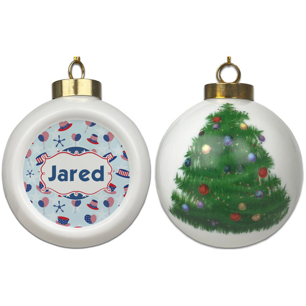 Patriotic Celebration Ceramic Christmas Ornament - X-Mas Tree (APPROVAL)