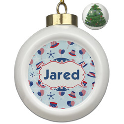Patriotic Celebration Ceramic Ball Ornament - Christmas Tree (Personalized)