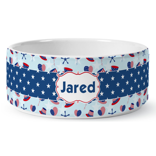 Patriotic Celebration Ceramic Dog Bowl - Medium - Front