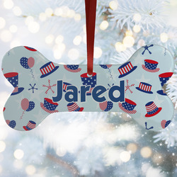 Patriotic Celebration Ceramic Dog Ornament w/ Name or Text