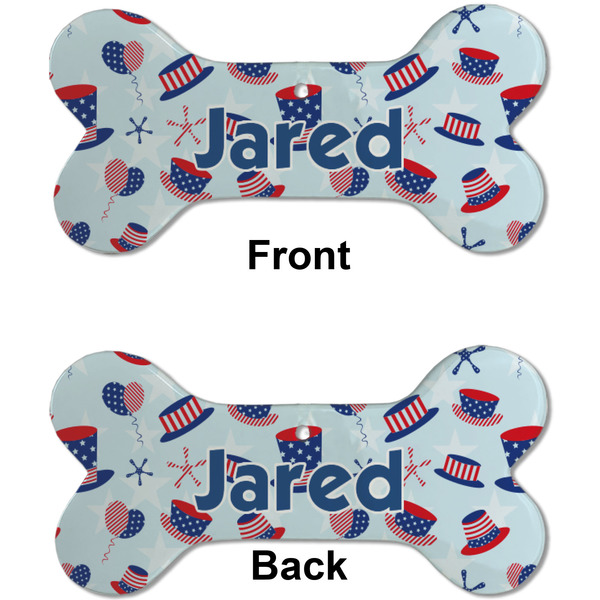 Patriotic Celebration Ceramic Flat Ornament - Bone Front & Back (APPROVAL)