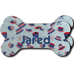 Patriotic Celebration Ceramic Dog Ornament - Front & Back w/ Name or Text