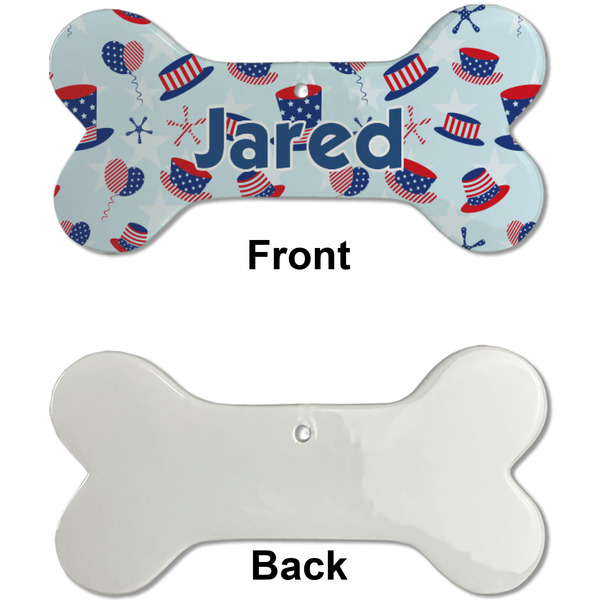 Patriotic Celebration Ceramic Flat Ornament - Bone Front & Back Single Print (APPROVAL)