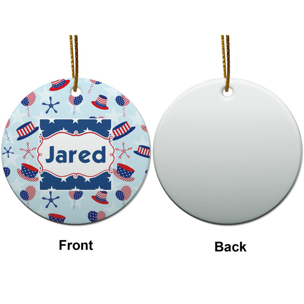 Patriotic Celebration Ceramic Flat Ornament - Circle Front & Back (APPROVAL)