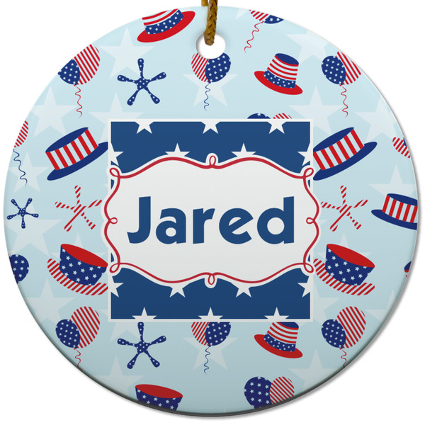 Patriotic Celebration Ceramic Flat Ornament - Circle (Front)